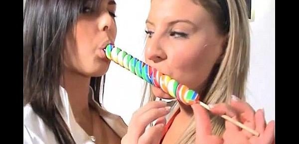 Lesbian nurses Alicia and Lisa teasing in PVC panties